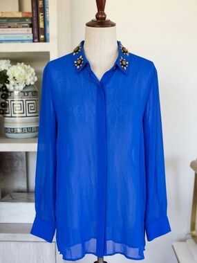 DKNY Embellished Sheer Blouse